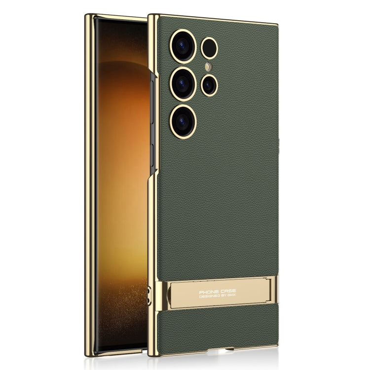 GKK Triumph Ultra-Thin Plain Leather Phone Case with Holder, For Samsung Galaxy S24 Ultra 5G GKK Triumph Ultra-Thin Plain Leather Phone Case with Holder, For Samsung Galaxy S24 Ultra 5G