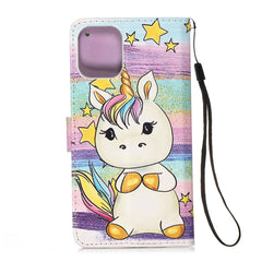 Funda de piel con textura plana pintada con cordón, ranura para tarjetas, billetera y soporte, para iPhone 12/12 Pro