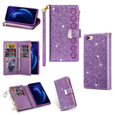 Multi-card Slots Starry Sky Laser Carving Glitter Zipper Horizontal Flip Leather Case with Holder & Wallet & Lanyard, For iPhone 6 Plus / 6s Plus