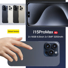 i15 Pro Max / Q5, 6.5 inch Screen, Face Identification, Android 8.1 MTK6580P Quad Core, Network: 3G, Dual SIM, 2GB+16GB