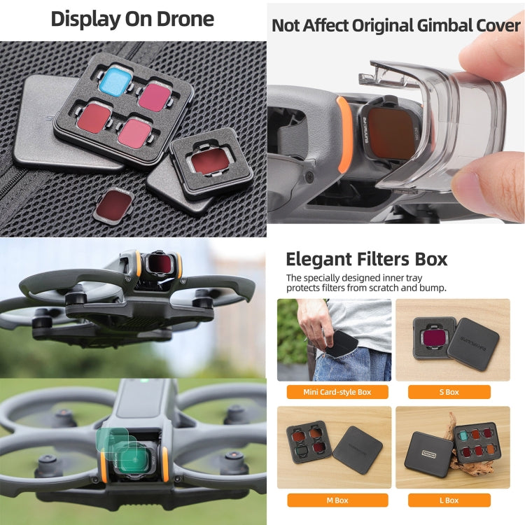 For DJI Avata 2 Sunnylife Camera Lens Filter, MCUV, ND8, ND16, ND32, ND64, ND128, 4 in 1 ND8/16/32/64, 5 in 1 ND8/16/32/64/128, 4 in 1 MCUV ND8/16/32, 6 in 1 MCUV ND8/16/32/64/128 For DJI Avata 2 Sunnylife Camera Lens Filter, MCUV, ND8, ND16, ND32, ND64, ND128, 4 in 1 ND8/16/32/64, 5 in 1 ND8/16/32/64/128, 4 in 1 MCUV ND8/16/32, 6 in 1 MCUV ND8/16/32/64/128