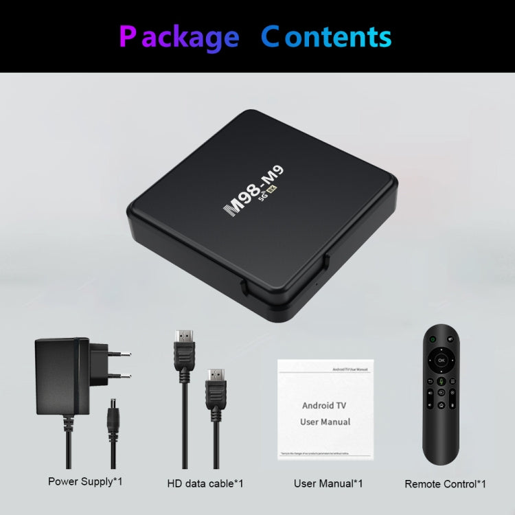 M98-M9 Quad-core ARM Cortex-A53 WiFi Bluetooth 4K HD Android TV Box, 2GB+8GB M98-M9 Quad-core ARM Cortex-A53 WiFi Bluetooth 4K HD Android TV Box, 2GB+8GB