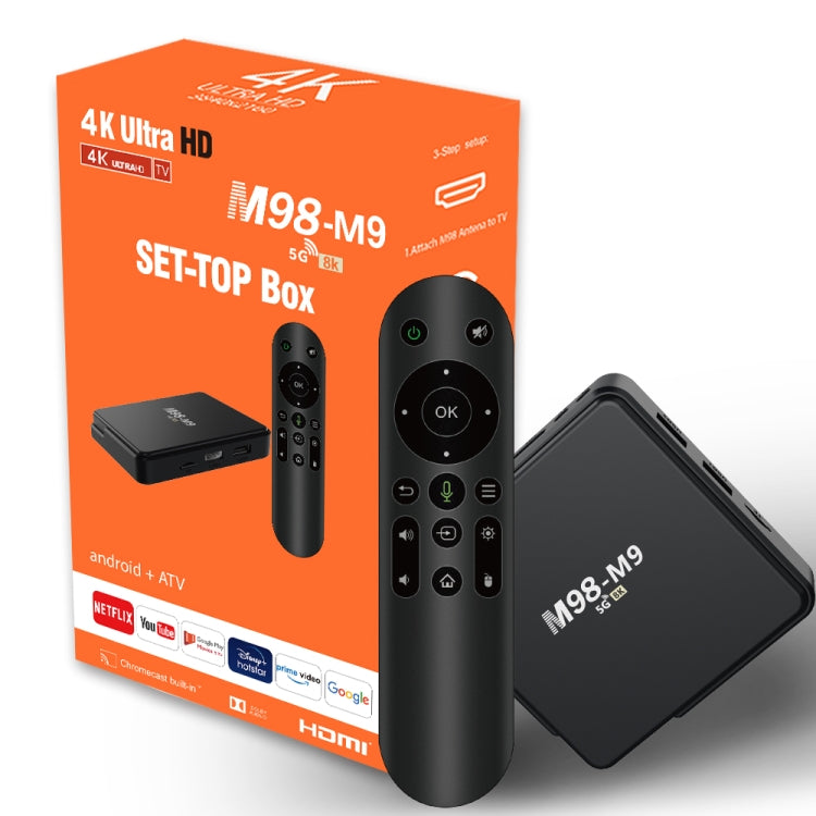M98-M9 Quad-core ARM Cortex-A53 WiFi Bluetooth 4K HD Android TV Box, 2GB+8GB M98-M9 Quad-core ARM Cortex-A53 WiFi Bluetooth 4K HD Android TV Box, 2GB+8GB