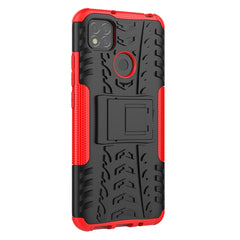 Tire Texture Shockproof TPU + PC Protective Case with Holder, For Xiaomi Redmi 9C, For OPPO Realme C15