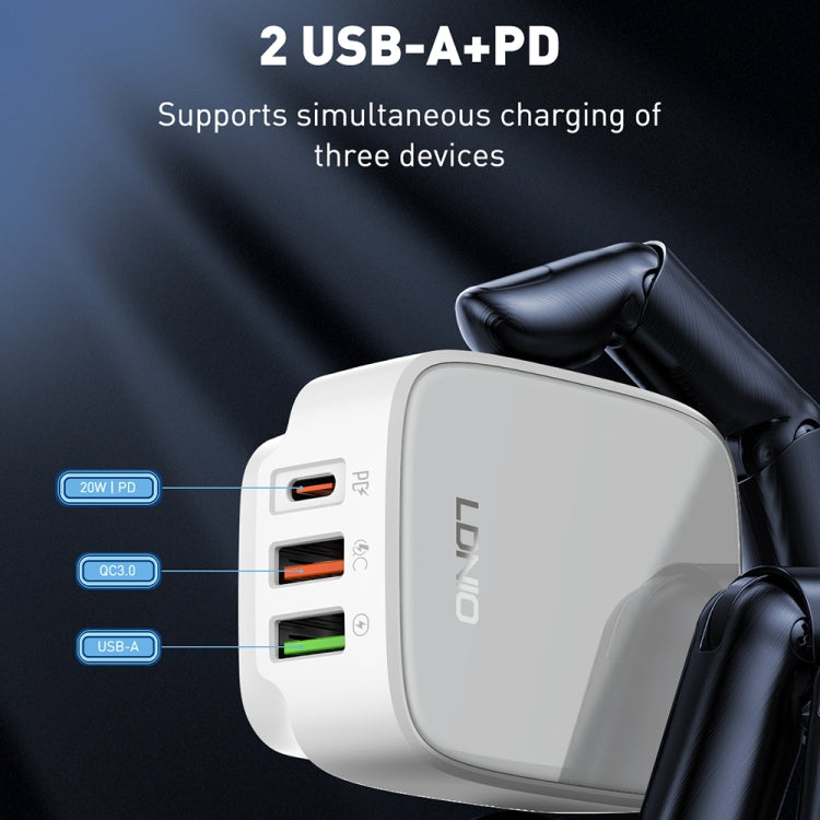 LDNIO Q334 32W Type-C + Dual USB Port Charger with 1m USB-C / Type-C to USB-C / Type-C Data Cable, EU Plug, UK Plug, US Plug LDNIO Q334 32W Type-C + Dual USB Port Charger with 1m USB-C / Type-C to USB-C / Type-C Data Cable, EU Plug, UK Plug, US Plug
