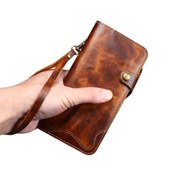 Denior B01 Oil Wax Cowhide Magnetic Button Genuine Leather Case, For iPhone 16e, For iPhone 16 Pro Max, For iPhone 16 Pro, For iPhone 16 Plus