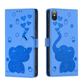 Cartoon Elephant Embossed Leather Phone Case