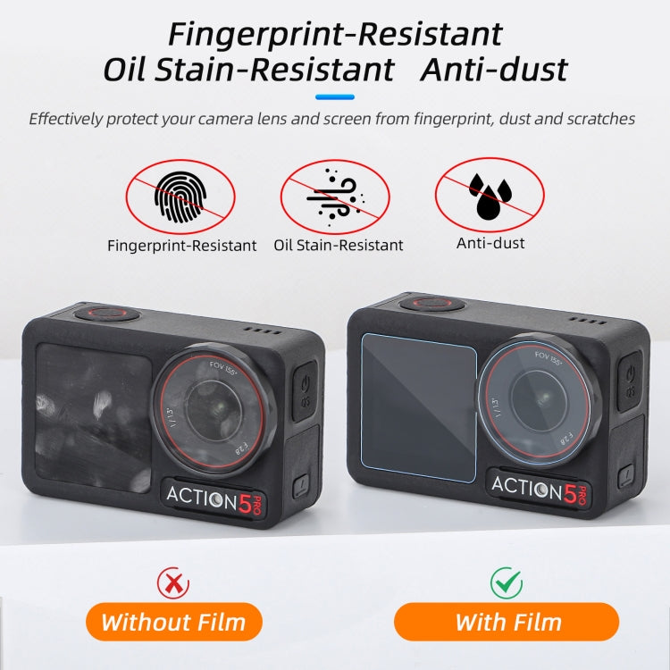 Für DJI Osmo Action 5 Pro Sunnylife 3-in-1-Objektivschutz, gehärtete Glasfolien für Vorder- und Rückseite, 1 + 1 + 1 Set, 2 + 2 + 2 Set Für DJI Osmo Action 5 Pro Sunnylife 3-in-1-Objektivschutz, gehärtete Glasfolien für Vorder- und Rückseite, 1 + 1 + 1 Set, 2 + 2 + 2 Set