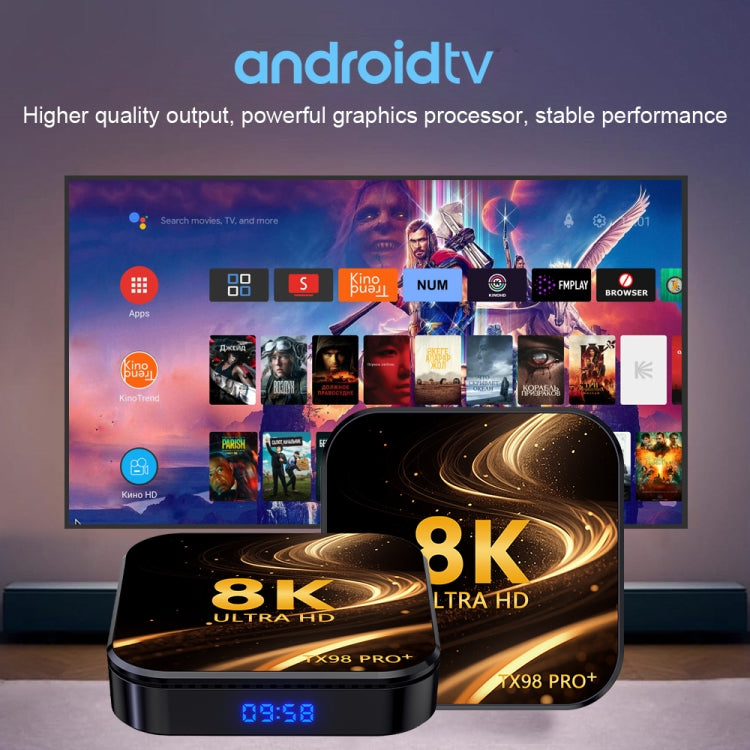 TX98 Pro+ 8K UHD Android 13 Smart TV Box with Remote Control, RK3528 Quad-Core TX98 Pro+ 8K UHD Android 13 Smart TV Box with Remote Control, RK3528 Quad-Core