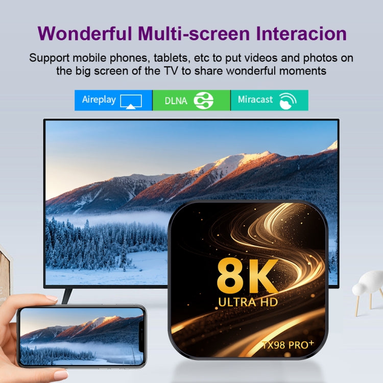 TX98 Pro+ 8K UHD Android 13 Smart TV Box with Remote Control, RK3528 Quad-Core TX98 Pro+ 8K UHD Android 13 Smart TV Box with Remote Control, RK3528 Quad-Core