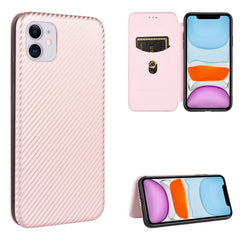 Carbon Fiber Texture Magnetic Horizontal Flip TPU + PC + PU Leather Case with Card Slot, For iPhone 11, For iPhone 12 mini, For iPhone 12 / 12 Pro, For iPhone 12 Pro Max