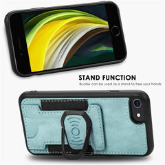 Magnetic Shockproof PU + TPU Case with Card Slot & Ring Holder, For iPhone X / XS, For iPhone XR, For iPhone XS Max, For iPhone 8 Plus / 7 Plus, For iPhone 6 Plus, For iPhone 7 / 8 / SE 2022 / SE 2020, For iPhone 6