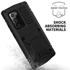 Funda protectora de metal y silicona a prueba de golpes, impermeable y a prueba de polvo con soporte, para Samsung Galaxy Note 20, para Samsung Galaxy Note 20 Ultra