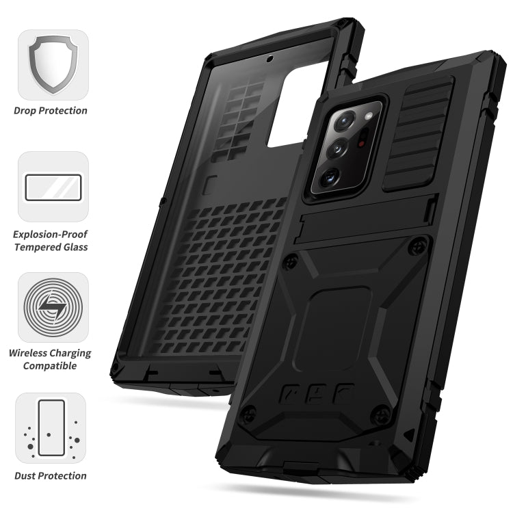Funda protectora de metal y silicona a prueba de golpes, impermeable y a prueba de polvo con soporte, para Samsung Galaxy Note 20, para Samsung Galaxy Note 20 Ultra Funda protectora de metal y silicona a prueba de golpes, impermeable y a prueba de polvo con soporte, para Samsung Galaxy Note 20, para Samsung Galaxy Note 20 Ultra