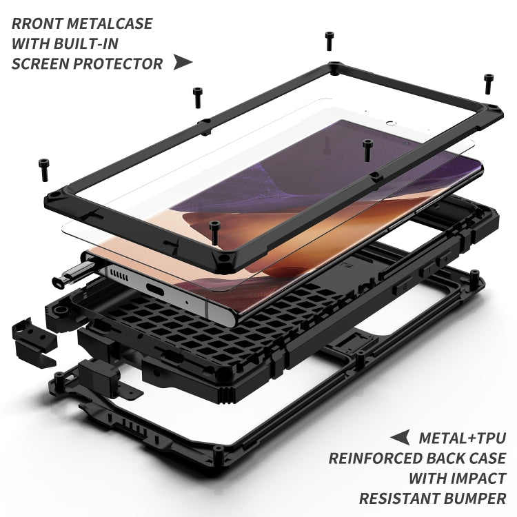 Funda protectora de metal y silicona a prueba de golpes, impermeable y a prueba de polvo con soporte, para Samsung Galaxy Note 20, para Samsung Galaxy Note 20 Ultra Funda protectora de metal y silicona a prueba de golpes, impermeable y a prueba de polvo con soporte, para Samsung Galaxy Note 20, para Samsung Galaxy Note 20 Ultra