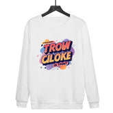 Orange Alphabet Printed Casual Loose Round Neck Sweatshirt Print On Your Demand, XS, S, M, L, XL, XXL, XXXL