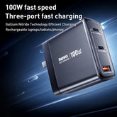 REMAX U2-AC 100W USB and Dual Type-C GaN Digital Display Fast Charger