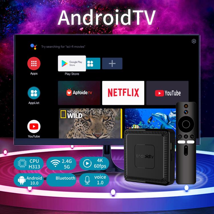 Q7 4K UHD Android 10 Smart TV Box with Remote Control, Allwinner H313 Quad-Core Q7 4K UHD Android 10 Smart TV Box with Remote Control, Allwinner H313 Quad-Core