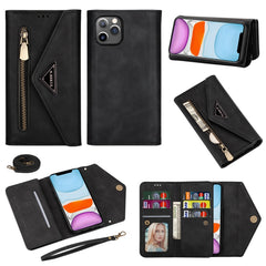 Skin Feel Zipper Horizontal Flip Leather Case with Holder & Card Slots & Photo Frame & Lanyard & Long Rope, For iPhone 11, For iPhone 11 Pro, For iPhone 11 Pro Max, For iPhone XS / X