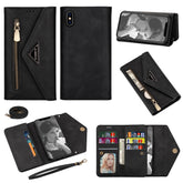 Skin Feel Zipper Horizontal Flip Leather Case with Holder & Card Slots & Photo Frame & Lanyard & Long Rope, For iPhone XR, For iPhone XS Max