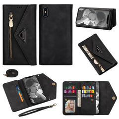 Skin Feel Zipper Horizontal Flip Leather Case with Holder & Card Slots & Photo Frame & Lanyard & Long Rope, For iPhone XR, For iPhone XS Max
