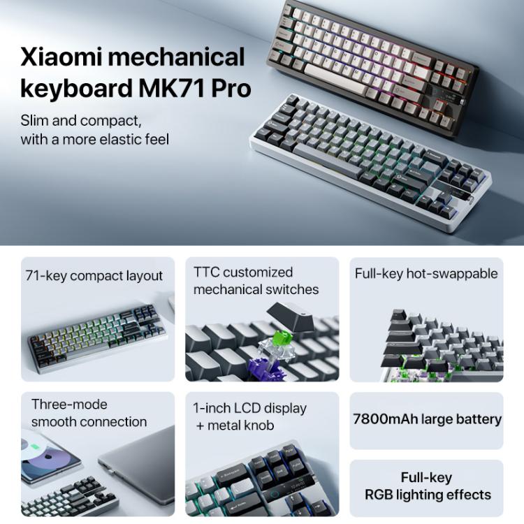 Xiaomi Mechanical Keyboard MK71 Pro Wired / 2.4G / Bluetooth Triple Mode Gaming Keyboard Xiaomi Mechanical Keyboard MK71 Pro Wired / 2.4G / Bluetooth Triple Mode Gaming Keyboard