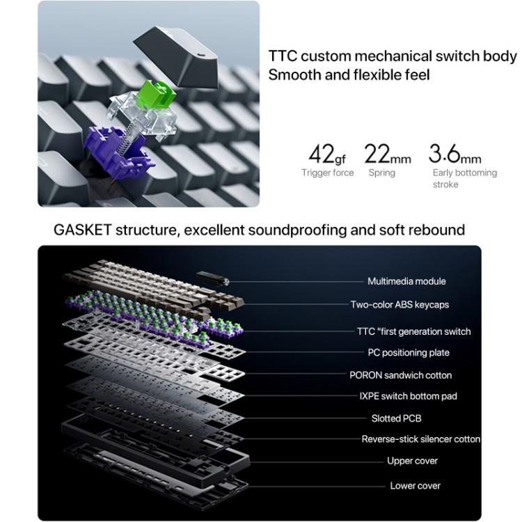 Xiaomi Mechanical Keyboard MK71 Pro Wired / 2.4G / Bluetooth Triple Mode Gaming Keyboard Xiaomi Mechanical Keyboard MK71 Pro Wired / 2.4G / Bluetooth Triple Mode Gaming Keyboard
