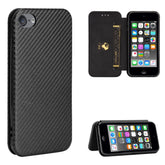Carbon Fiber Texture Magnetic Horizontal Flip TPU + PC + PU Leather Case with Card Slot, For iPod Touch 5 / 6 / 7