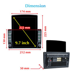 9.7 inch Vertical Screen 2.5D Glass Car Android Universal Player Navigator MP5 Integrated Machine Support Phone Link / GPS / FM / Steering Wheel Control, 1GB+32GB