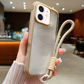 Solid Color Edge Transparency Acrylic TPU Phone Case with Wrist Strap