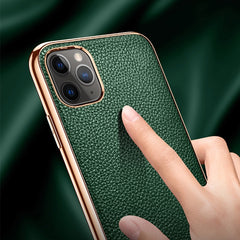 SULADA Litchi Texture Leather Electroplated Shckproof Protective Case, For iPhone 11 Pro, For iPhone 11, For iPhone 11 Pro Max