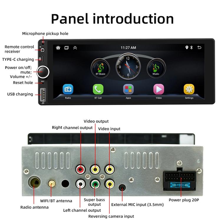 F6021 6.86 inch IPS Screen Car 1Din MP5 Player Support CarPlay & Android Auto F6021 6.86 inch IPS Screen Car 1Din MP5 Player Support CarPlay & Android Auto