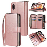Zipper Wallet Bag Horizontal Flip PU Leather Case with Holder & 9 Card Slots & Wallet & Lanyard & Photo Frame, For iPhone XR, For iPhone XS Max