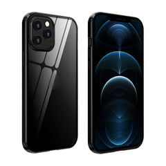 Double Sides Tempered Glass Magnetic Adsorption Metal Frame Anti-peep Screen Case