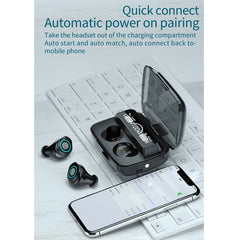 M17 Auriculares inalámbricos Bluetooth 5.1 con pantalla LED táctil, resistentes al agua, con estuche de carga, M17