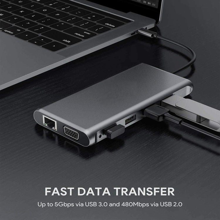 12 in 1 HDMI x2 + USB3.0 + USB2.0 + PD Charging + VGA + RJ45 + 3.5mm Jack + TF/SD x2 Type-C / USB-C HUB Docking Station 12 in 1 HDMI x2 + USB3.0 + USB2.0 + PD Charging + VGA + RJ45 + 3.5mm Jack + TF/SD x2 Type-C / USB-C HUB Docking Station