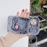 Rose Flower Hand Warmer Plush Shockproof TPU Case, For iPhone 12 / 12 Pro