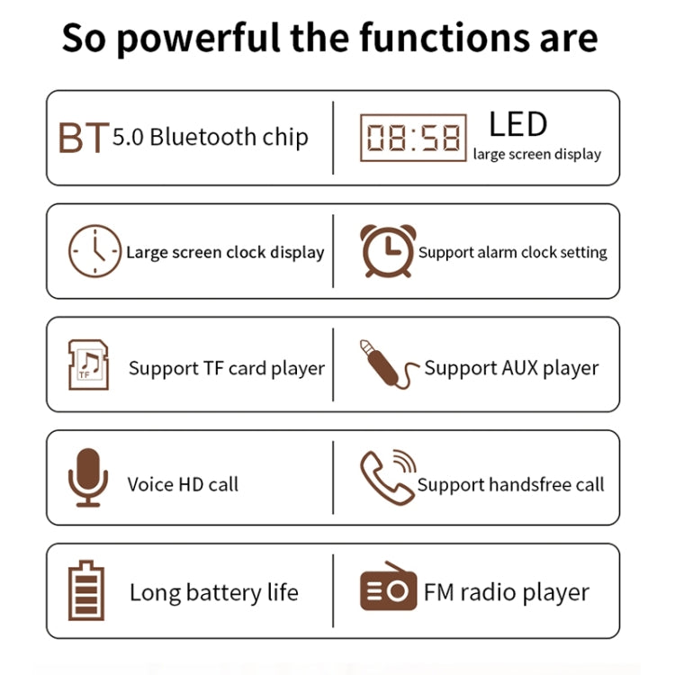 W8C Wooden Clock Subwoofer Bluetooth Speaker, Support TF Card & U Disk & 3.5mm AUX W8C Wooden Clock Subwoofer Bluetooth Speaker, Support TF Card & U Disk & 3.5mm AUX
