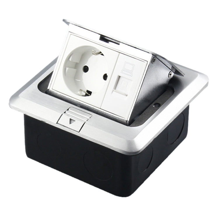 Hidden Pop-up Aluminum Alloy Computer Floor Socket with Cover Bottom Box, EU Plug Hidden Pop-up Aluminum Alloy Computer Floor Socket with Cover Bottom Box, EU Plug