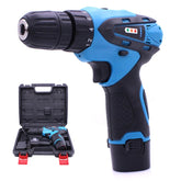 VOTO 12V Stepless Speed Regulation Rechargeable Hand Drill Set Electric Drill Power Tools with LED Light, AC 220V, US Plug, Random Color Delivery