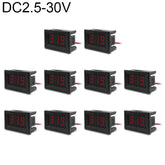 10 PCS 0.36 inch 2 Wires Digital Voltage Meter with Shell, Color Light Display, Measure Voltage: DC 2.5-30V