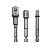 3 PCS/Set Socket Bit Extension Bar Hex Shank Adapter Drill Nut Driver Power Drill Bit(1/4, 3/8, 1/2 inch), Length:65-73mm