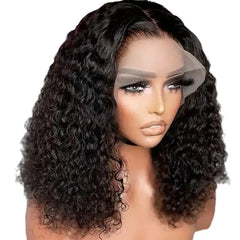 8-14 Inch Kinky Curly Short Bob Style 13x4 4x4 Frontal Lace Hair Wig Natural Real Brazilian Human Hair Women's Wig