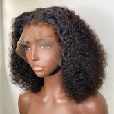 8-14 Inch Kinky Curly Short Bob Style 13x4 4x4 Frontal Lace Hair Wig Natural Real Brazilian Human Hair Women's Wig