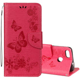 For Huawei  P9 Lite Mini Vintage Embossed Floral Butterfly Pattern Horizontal Flip Leather Case with Card Slot & Holder & Wallet & Lanyard