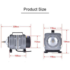 ACO-006 80W 88L/Min Electromagnetic Air Pump Compressor Seafood Fish Tank Increase Oxygen Air Flow Spliter, US Plug, ACO-006