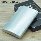 285mL (10oz) Outdoor Sports Handy Home Travel Wild Stainless Steel Portable Hip Flask(without Small Funnel)(Silver 285mL (10oz)), 285mL (10oz)