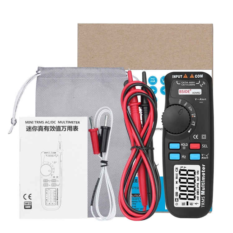 BSIDE ADM92 Handheld True RMS Digital Multimeter Auto Range 6000 Counts TRMS Tester with Live Wire Check Temp NCV Hz ohm Diode BSIDE ADM92 Handheld True RMS Digital Multimeter Auto Range 6000 Counts TRMS Tester with Live Wire Check Temp NCV Hz ohm Diode