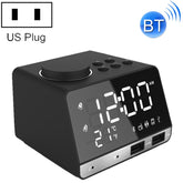 K11 Bluetooth Alarm Clock Speaker Creative Digital Music Clock Display Radio with Dual USB Interface, Support U Disk / TF Card / FM / AUX, US Plug