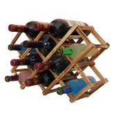 10 Bottles Racks Foldable Wine Stand Wooden Wine Holder Kitchen Bar Display Shelf, 10 Bottles